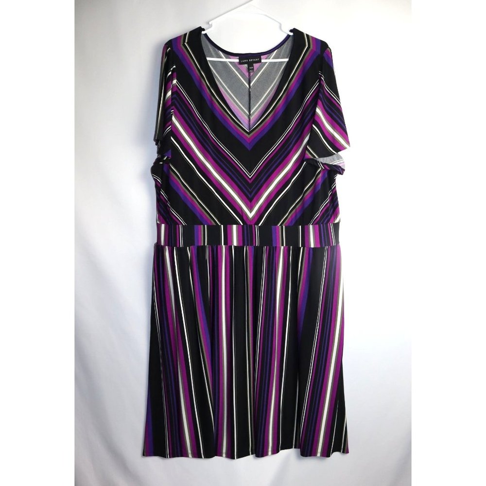 Avenue Purple & Black Striped Midi Dress
